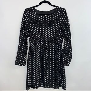 J Crew Long Sleeve Polkda Dot Print Dress Size 6